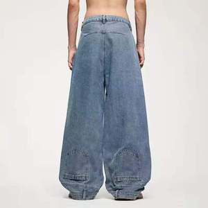 Jean large pour homme en denim délavé, coupe ample, taille haute, style streetwear, en coton mi-lourd pour le printemps - Product Image 5