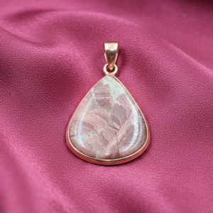 <b>Pink</b> Rhodochrosite Teardrop Pendant 925 Sterling Silver Handmade Boho <b>Healing</b> Gemstone Necklace Gold Plated Jewelry - Product Image 3