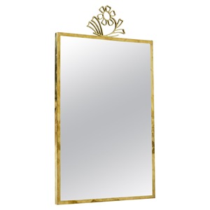Luxurious <b>Crafted</b> KHOOSI OVERSEAS Art Deco Brass Framed <b>Mirror</b> With Floral Top Decorative Wall Mounting - Product Image 1