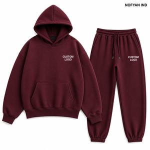 Conjunto Deportivo NOFYAN IND Unisex con Capucha, Estilo Hip Hop, Color Sólido, Sudadera y Pantalones de Algodón, Corte Holgado, Largo Completo, Casual - Product Image 4