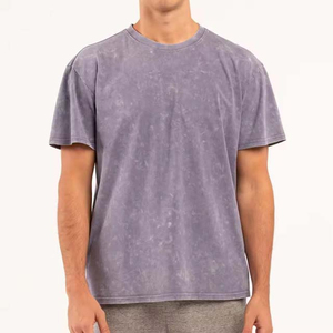 เสื้อยืดผู้ชายผ้าฝ้ายวินเทจคุณภาพสูงแบบฟอกสี 220GSM ทรงหลวมไหล่ตก เสื้อยืดโอเวอร์ไซส์ สั่งทำได้ คอกลม สไตล์ไฮสตรีท - Product Image 1