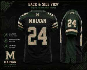Maillot de football américain élégant pour homme, col en V, manches courtes, sublimation, évacuation de l'humidité, coupe athlétique, noir, vert, blanc, or - Product Image 2