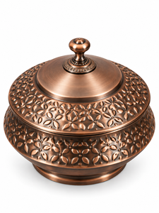 Kavorell Royal Design - Recipiente para calentar comida de acero inoxidable martillado con pedestal de hojas ornamentadas, acabado espejo, sostenible y duradero - Product Image 4