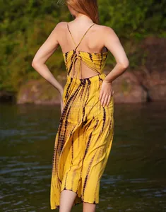 Summer Women Wear New Fashion Rayon Tie dye Strap Dress Trendy Party And Casual Wear High Low Backless Dress For Out Door Fun - Product Image 6