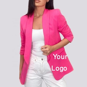 Blazers acolchados de manga larga sólidos de alta calidad para mujer de talla grande ajustable resistente logotipo de marca Original BOTÓN DE PUNTO BAJO - Product Image 1