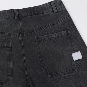 Jean déchiré bleu foncé coupe droite taille mi-haute pour homme, style urbain, collection 2026 - Product Image 2