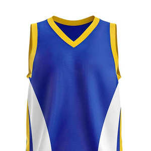 Index Apparel Custom <b>Blue</b> Yellow <b>White</b> Basketball Jersey Sleeveless V-Neck Sublimated Print Unisex Adult Athletic Fit - Product Image 4
