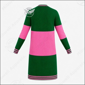   Cardigan pour femme, couleur verte et rose, col en V, manches longues, broderie, pull long en tricot, vêtements d'hiver - Product Image 2