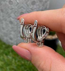 Boucles d'oreilles en saphir bleu naturel, argent sterling 925, faites à la main, certifiées IGI, luxe, cadeau pour femme, mariage, fête, vente en gros - Product Image 4
