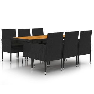 Conjunto de Comedor para Exterior de Madera de Acacia Sólida con Ratán PE Negro y Acero - Product Image 2