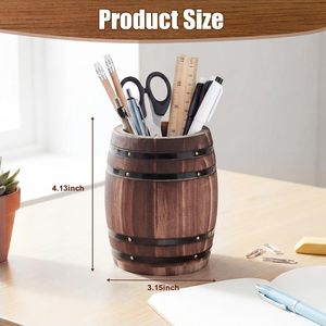 <b>Wine</b> Barrel Pen & Pencil Holders Accessories Wooden Desktop Pencil Holder <b>Containers</b> Farmhouse Stationery Organizer Stand - Product Image 5