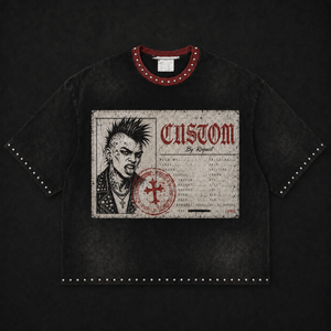 Camiseta Roja de Estilo Punk Personalizada con Estampado de Fotos y Adornos de Diamantes de Imitación, Corte Regular, Manga Corta, Cuello Redondo, Transpirable y Ecológica para Hombre - Product Image 6