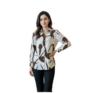Camisa de manga larga con estampado floral para mujer – Blusa ligera con botones, informal y a la moda para primavera y verano - Product Image 1