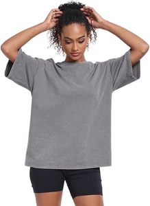 Camiseta Oversize Gris de Manga Corta para Hombre, Casual, 100% Algodón Jersey, Cuello Redondo, Color Sólido, Transpirable - Product Image 1