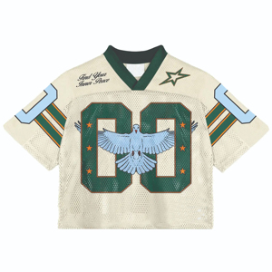Maillots de football américain personnalisés en gros avec logo, style streetwear, coupe courte, en maille respirante, à prix abordable - Product Image 4