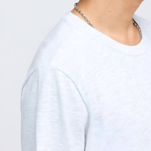 Camiseta Casual de Algodón Gris Claro para Hombre, Transpirable, Manga Corta, Básica, Minimalista, Estilo Urbano, Verano, Logotipo Personalizado, Venta al Por Mayor - Product Image 4