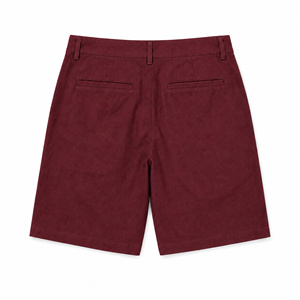 Shorts chino formels bordeaux pour homme, à braguette zippée, devant plat, taille mi-haute, poches, 100 % polyester, toile écologique - Product Image 2