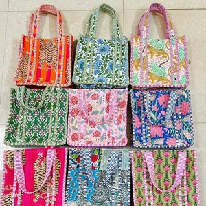 Bolso Tote de Algodón con Estampado Floral, Forro de Lona, Cierre de Cremallera, Estilo Bohemio, Bolso de Hombro Vintage para Mujer, para Viajes de Invierno y Verano - Product Image 5