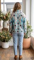 Veste en coton brodée Prairie Chic avec col mandarin et motif floral paon, manteau à manches longues pour femme, printemps