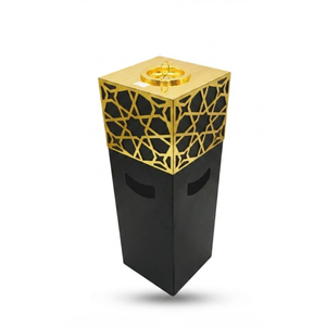 Quemador de incienso metálico geométrico árabe Mabkhara de pie, grande, cuadrado, tipo pilar, para Bakhoor y Oud, ideal para vestíbulos de hotel y Majlis. - Product Image 4