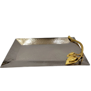 Luxuries Design Home Table Top Food Server Ware <b>Tray</b> <b>Large</b> Size Metal Food Serving <b>Tray</b> Dessert Display For Kitchen Ornaments - Product Image 3