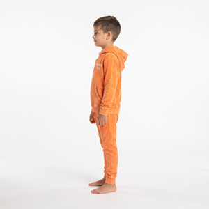 Kids Custom Kids Cotton Acid Wash Hoodie Solid Orange Color Set Regular Size Casual Sports Clothing with Personalized <b>Log</b> - Product Image 2