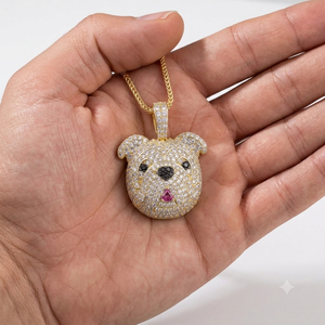 SHRAMAN DIAMOND Pendentif personnalisé en argent 925 plaqué or, tête de bouledogue sertie de diamants brillants cultivés en laboratoire, unisexe, style hip-hop, bijou raffiné - Product Image 6