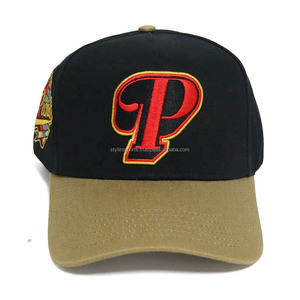 Custom Design 5 Panel A <b>Frame</b> Hats Flat <b>Embroidery</b> Fit Blank Black Wholesale Logo Men Sports Baseball Cap - Product Image 4