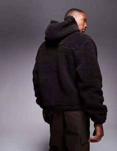 Sudadera con capucha para hombre, forrada de satén, tejida, transpirable, de color sólido, de lana de cordero, cálida para invierno, con logotipo bordado personalizado, al por mayor. - Product Image 3