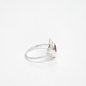 Bague florale en argent sterling 925 artisanale avec rubis rose en forme de poire, bijoux pour femmes - Product Image 3