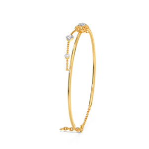 Sunburst Drop Diamond Bracelet with Yellow Gold Slim <b>Frame</b> and Delicate Chain Accent Design - Product Image 3