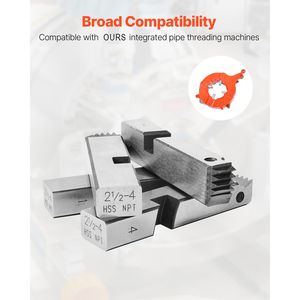 Filiere per filettatura tubi in acciaio HSS per destrorsi, 2 1/2'' 4'' NPT, confezione da 4 per filettatura integrata - Product Image 4