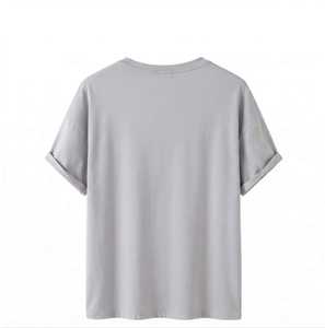 T-shirt décontracté pour homme, gris clair, manches courtes, vintage, col rond, coupe régulière, 100% coton, respirant, séchage rapide - Product Image 2