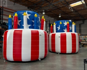 Gâteau d'<span class=keywords><strong>anniversaire</strong></span> géant gonflable avec drapeau américain de 3m x 4m, avec lumières LED, logo personnalisé, modèle de gâteau patriotique pour la publicité/décoration du 4 juillet - Product Image 6