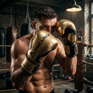 Gants de boxe en cuir PU noir et or, gants d'entraînement professionnels, gants de combat rembourrés, logo personnalisé OEM, vente en gros de gants de sport - Product Image 6