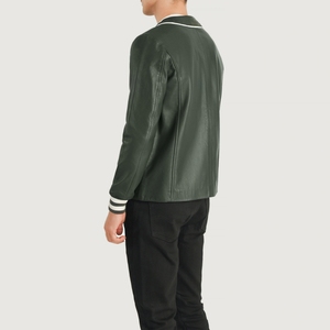 Veste universitaire personnalisée de qualité supérieure pour hommes, corps en laine, manches en cuir, style streetwear universitaire, veste avec logo brodé - Product Image 2