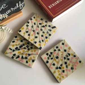 Sous-verres de luxe en bois, ronds, pour mariage, café, thé, bière, avec support, en résine époxy, ensemble de sous-verres en bois avec support - Product Image 2