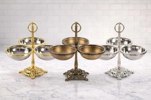 ขาตั้งเสิร์ฟช็อกโกแลตสามชั้น โลหะเคลือบทอง เหมาะสำหรับผลไม้อบแห้ง ช็อกโกแลต ใช้สำหรับจัดแสดงหรือมอบเป็นของขวัญ - Product Image 2