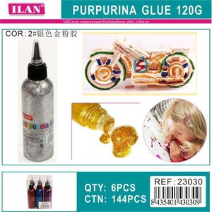 Pegamento Ilan Purpurina 120G con brillantina plateada, adhesivo para manualidades y arte. - Product Image 3