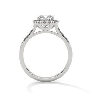 Bague en Moissanite Or Blanc 14K Taille Ronde Brillante Sertie Pavé pour Femme Bijou Classique - Product Image 3