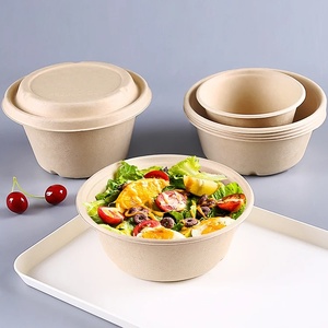 Bol jetable en bagasse de 26 oz avec couvercle – Emballage biodégradable et écologique pour salades, soupes, services rapides et repas sains – Non blanchi - Product Image 5