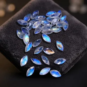 Pierre de lune arc-en-ciel taille marquise 3x8mm, gemme facettée de qualité AAA, pierre de lune bleue pour la fabrication de bijoux en gros - Product Image 5