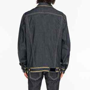 เสื้อแจ็คเก็ตยีนส์ผู้ชายแบบแข็งแรงทนทาน แต่งคริสตัลวิบวับ ดีไซน์หรูหรา คุณภาพสูง สำหรับฤดูหนาว ประดับด้วยเพชรเทียม - Product Image 3