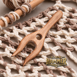 Fourche à tisser en bois artisanale à double denture et finition bois naturel lisse pour la manipulation du fil et les travaux textiles - Product Image 4