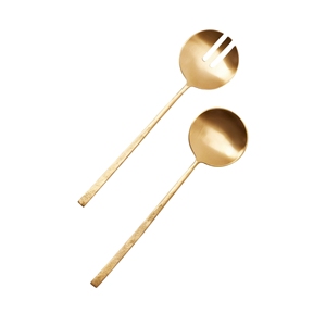 Ensemble d'ustensiles de service en métal doré faits à la main, ustensiles pour salade, ustensiles de cuisine, idées de cadeaux de mariage à prix abordable - Product Image 1