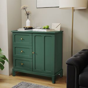 Credenza Moderna in Stile Fattoria con 3 Cassetti e 1 Anta, Ampio Spazio di Archiviazione, Ripiano Regolabile per Soggiorno - Product Image 2