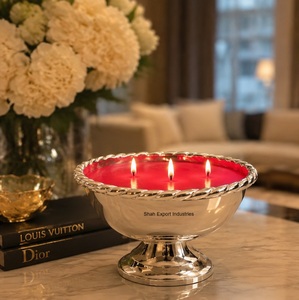 Silver Metal <b>Candle</b> Empty Bowl for <b>Candle</b> Making Decorative <b>Candle</b> Holder Pedestal Centerpiece for Tabletop Home Decor <b>candle</b> - Product Image 6