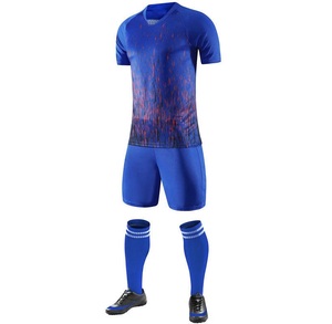 Conjunto de Uniforme de Fútbol para Hombre, Degradado Azul, Manga Corta, Cuello en V, Poliéster que Absorbe la Humedad, Ajuste Atlético para Todas las Temporadas - Product Image 2