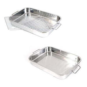 16.5 x 12 Inch All in One Stainless Steel Roasting and Lasagna Pan with Rack Oven <b>Baking</b> Tray Roaster Cooking Pan <b>Set</b> - Product Image 6