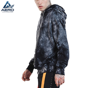 Sudadera con Capucha Personalizada para Hombre, Estilo Tie Dye, Color Negro y Gris, Lavado Ácido, Cordón Largo, Corte Holgado, Felpa Francesa - Product Image 2